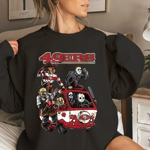 San Francisco 49ers Halloween Crewneck Sweatshirt Cozy Retro Football Apparel 51 - Picture 1 of 5
